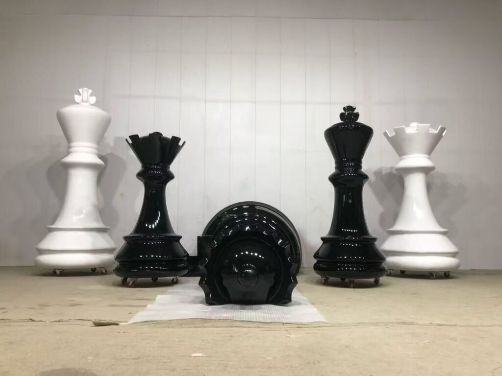 Black and white giant chess display props in gloss finishes